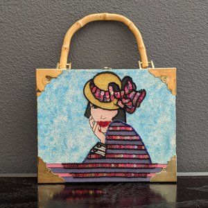 Cigar Box Handbag with Leopard Lining